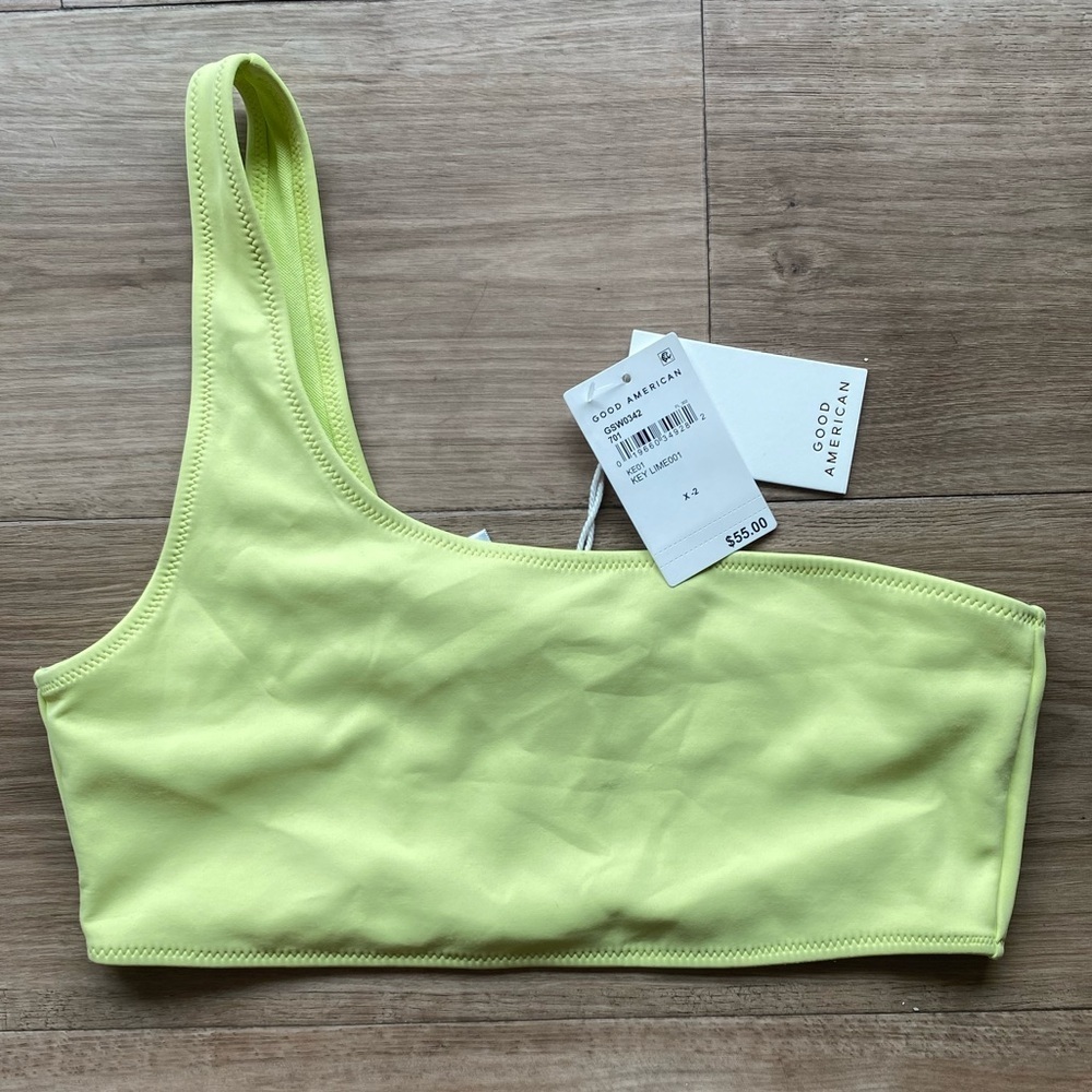 NWT Good American Scuba Hot One Shoulder Bikini Top